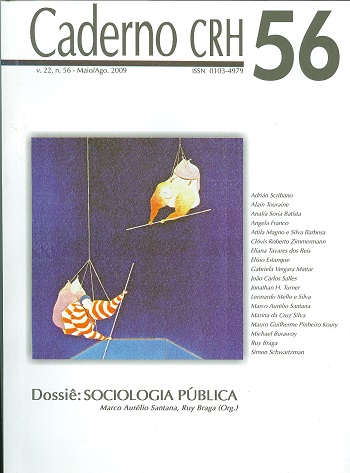 					Visualizar v. 22 n. 56 (2009): DOSSIÊ: Sociologia Pública - Coord. Marco Aurélio Santana, Ruy Braga (Org.)
				